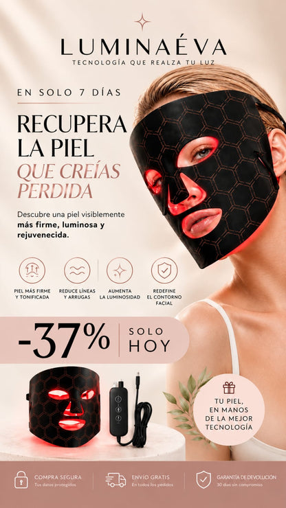LUMINÉVA™ Máscara LED Facial – Tu piel 10 años más joven desde la primera semana